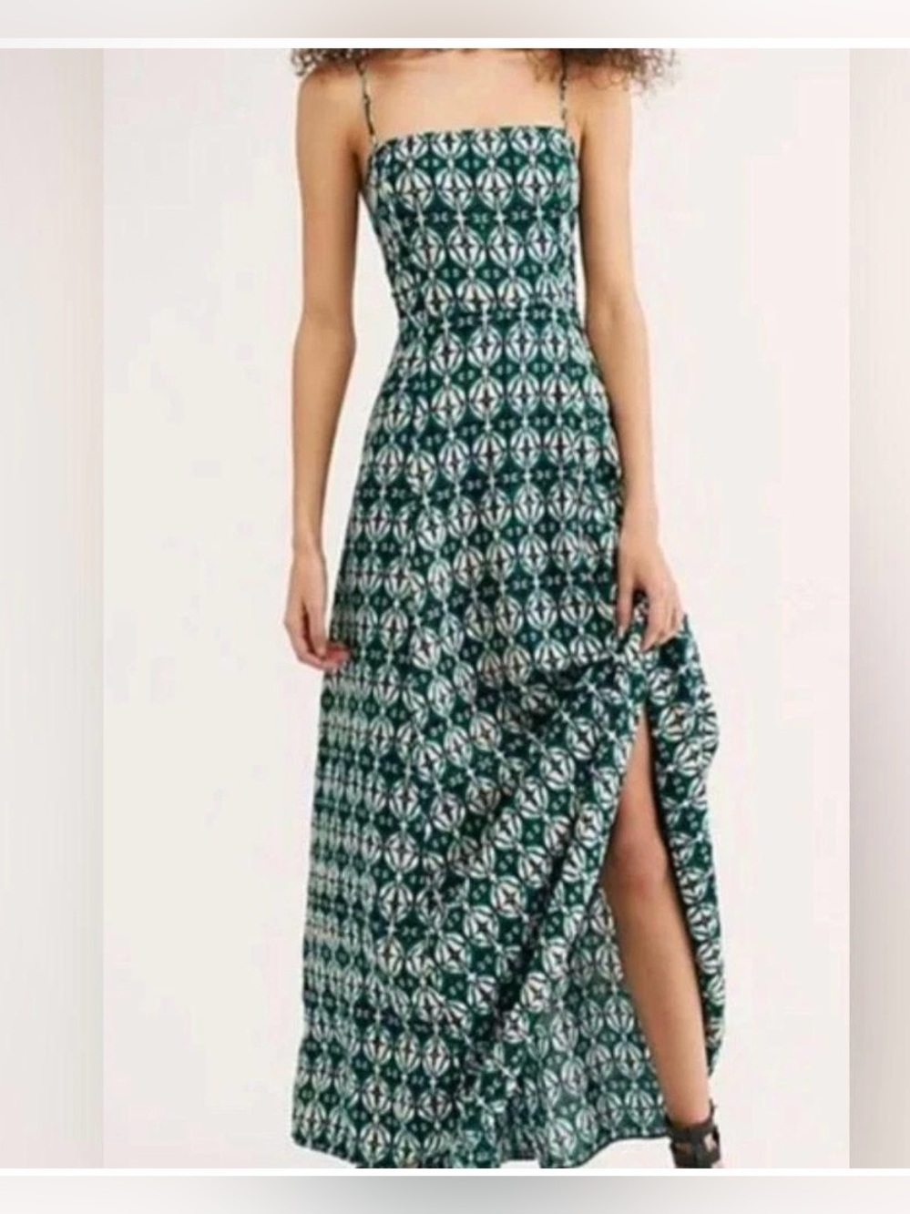 Free People Milania Green Geometric Print Maxi Dress Size 6